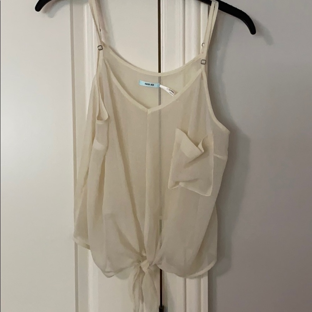 Sheer cream tank top